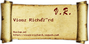 Viosz Richárd névjegykártya